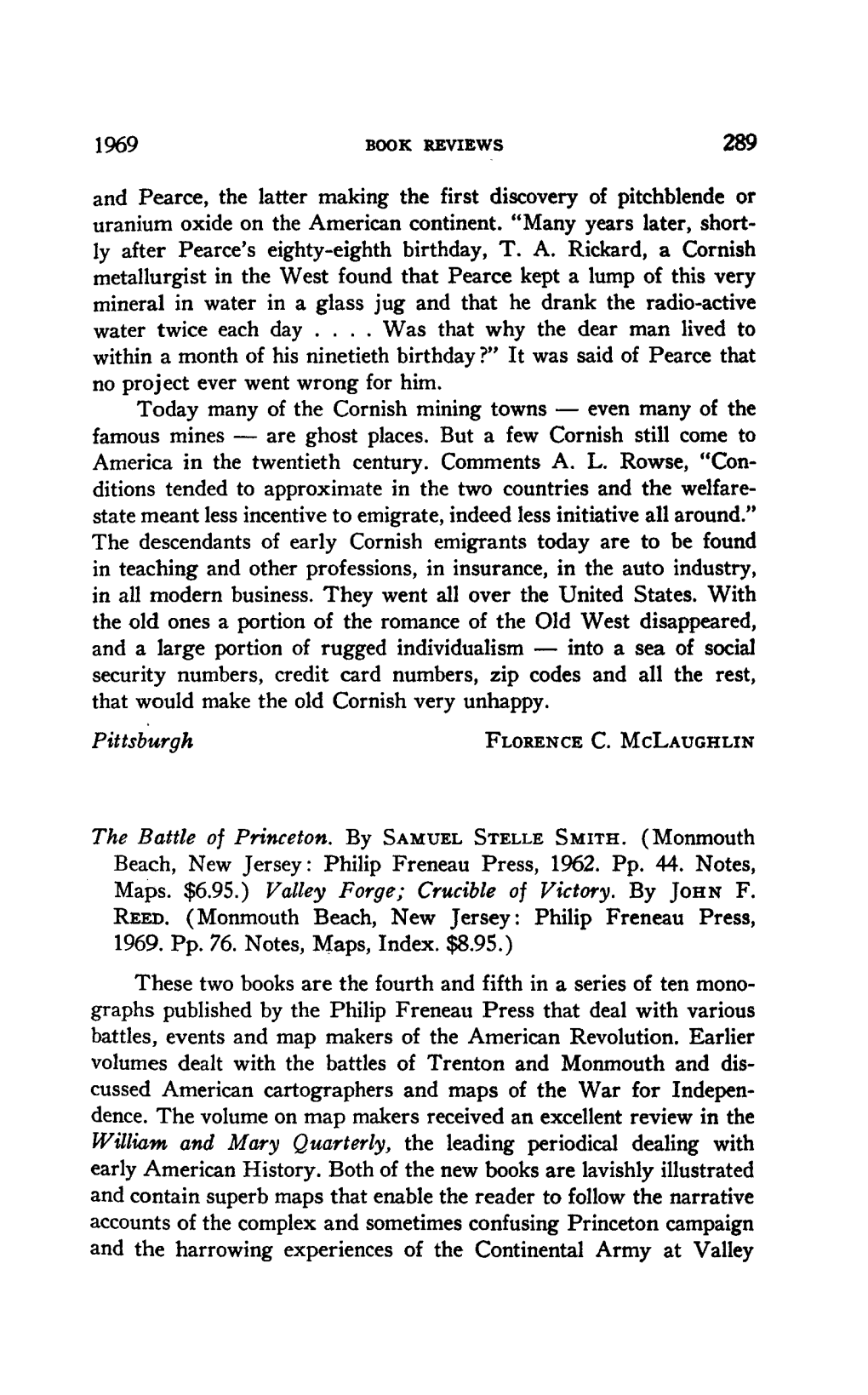 1969 and Pearce, the Latter Making the First Discovery of Pitchblende Or