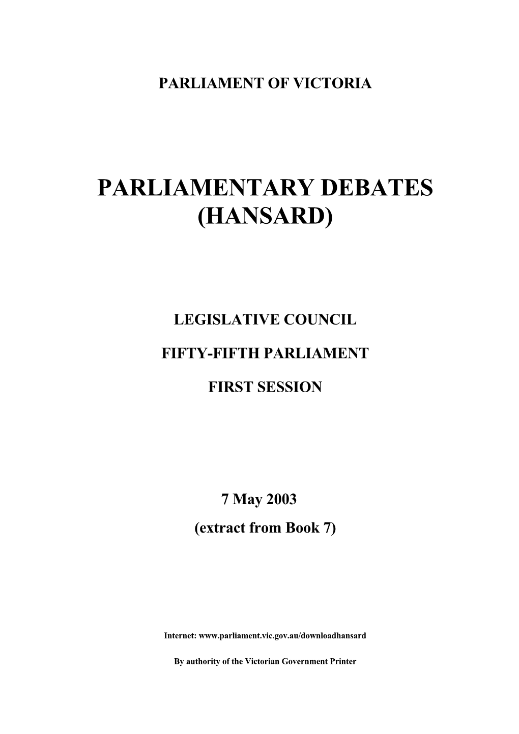 Parliamentary Debates (Hansard)