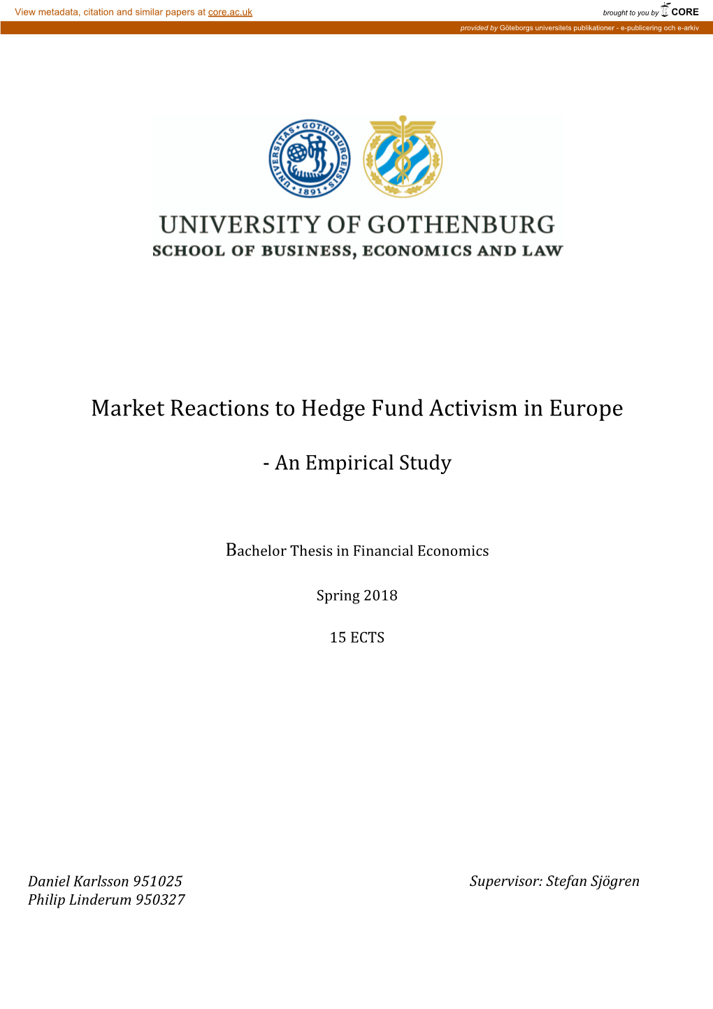 Market Reactions to Hedge Fund Activism in Europe