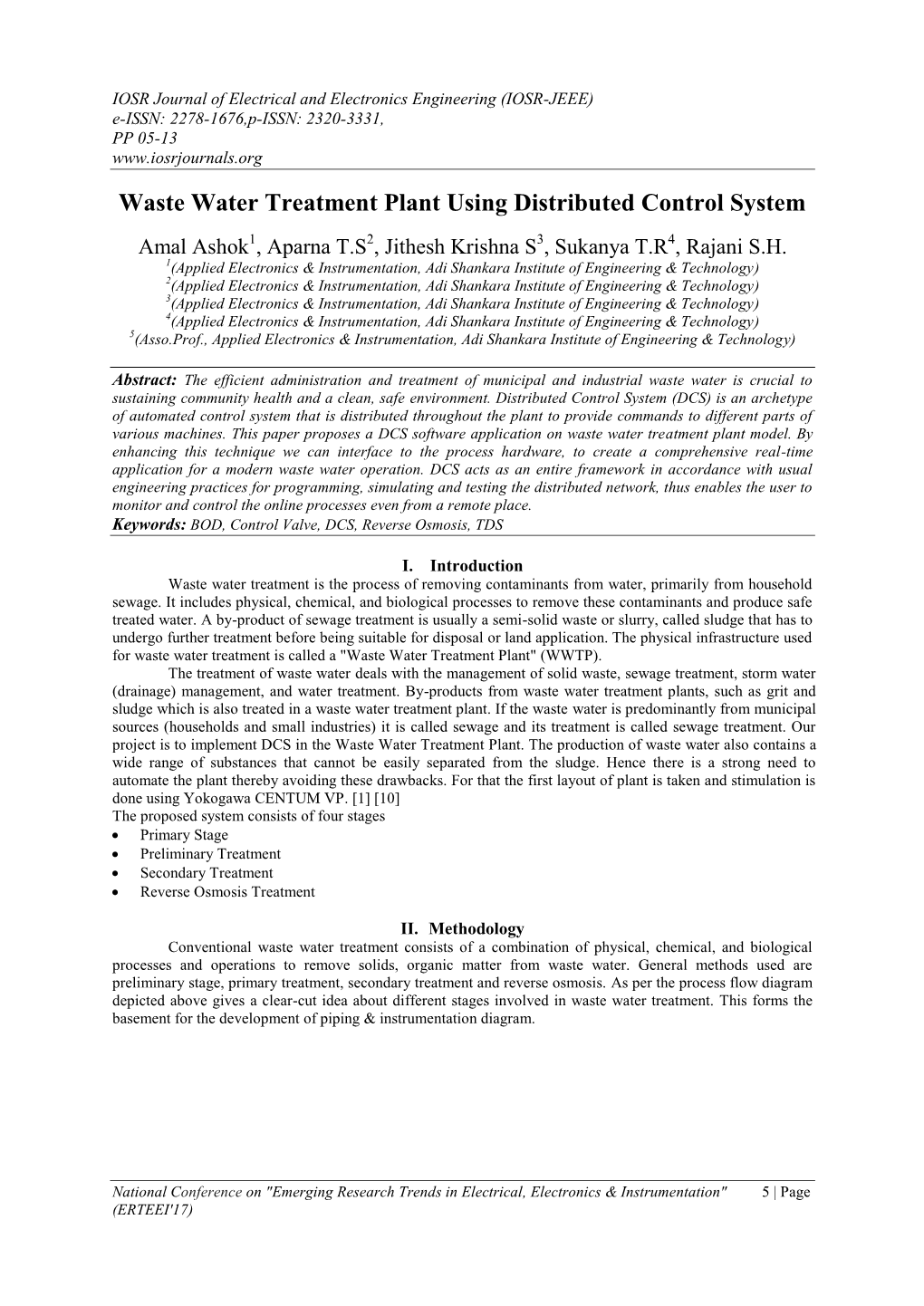 Waste Water Treatment Plant Using Distributed Control System