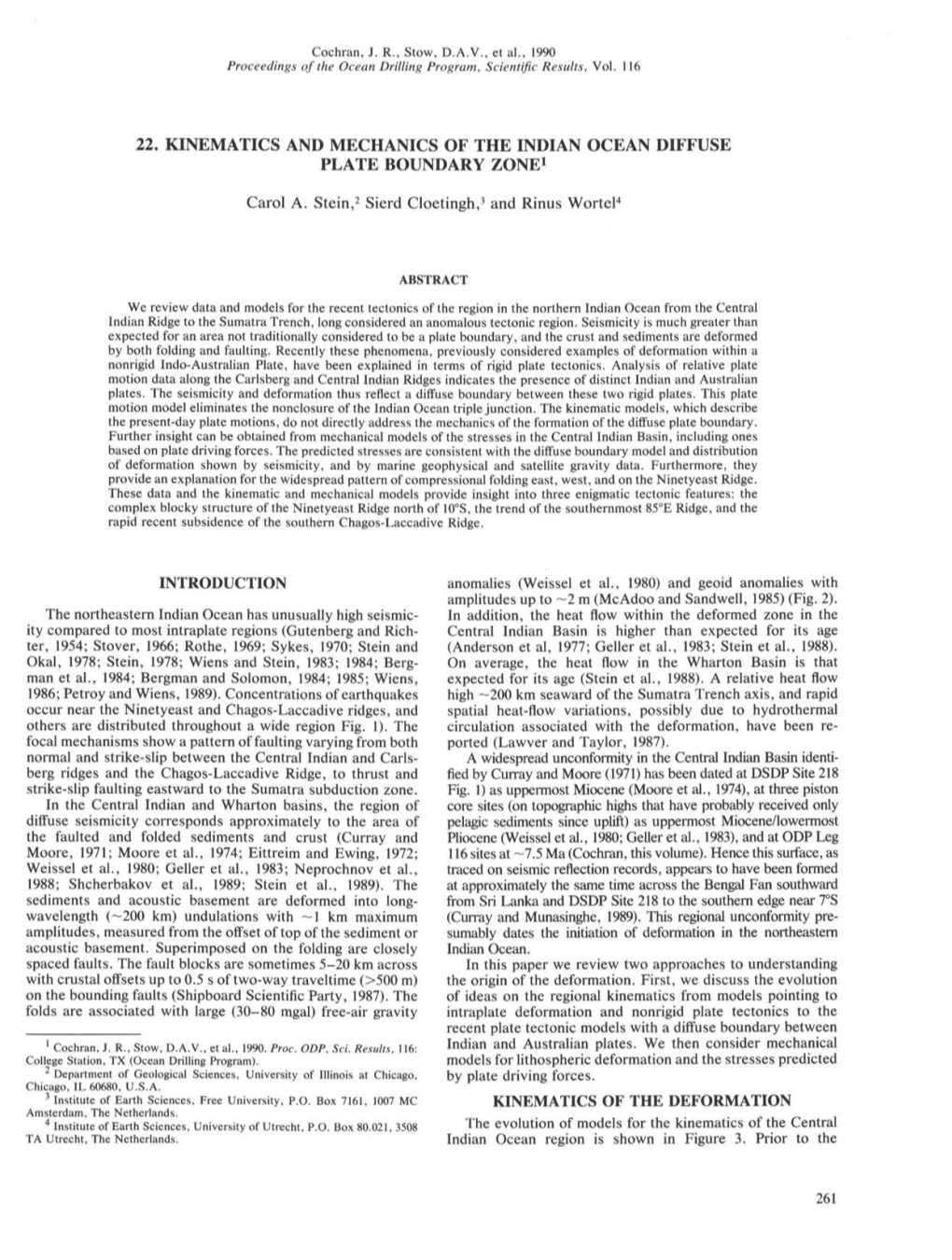 22. Kinematics and Mechanics of the Indian Ocean Diffuse Plate Boundary Zone1