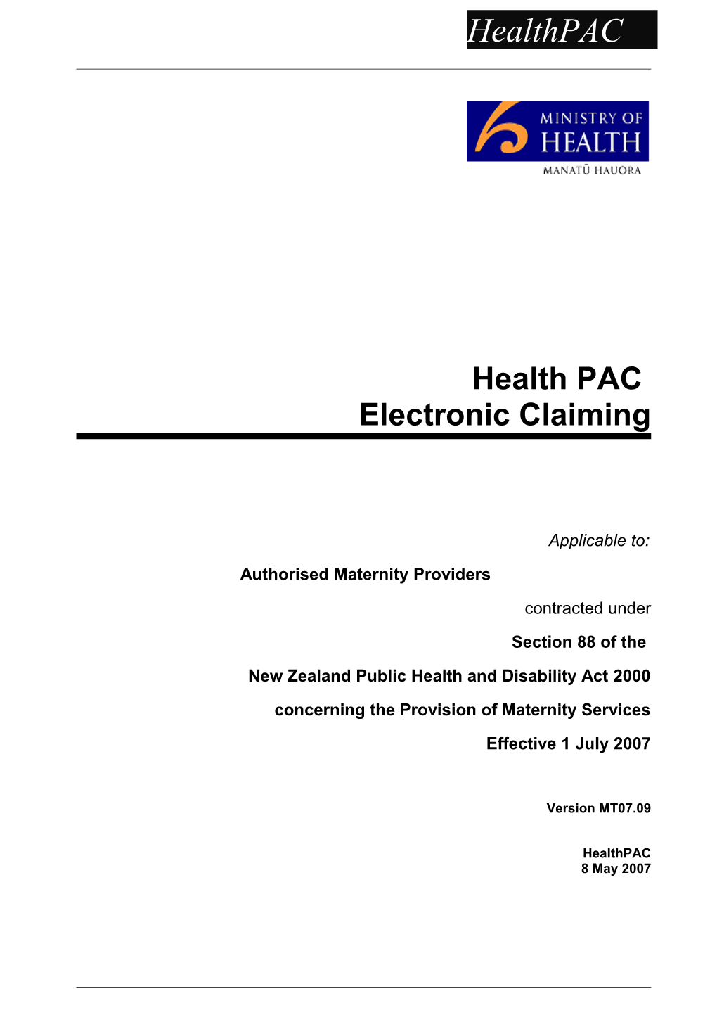 Health PAC Electronic Claiming