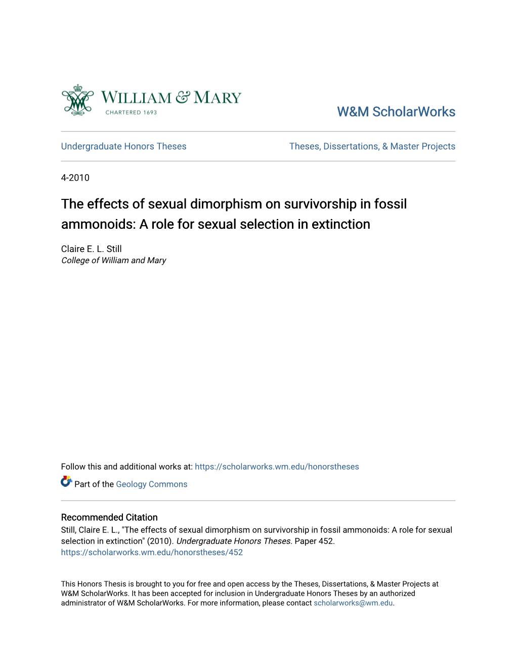 The Effects of Sexual Dimorphism on Survivorship in Fossil Ammonoids: a Role for Sexual Selection in Extinction