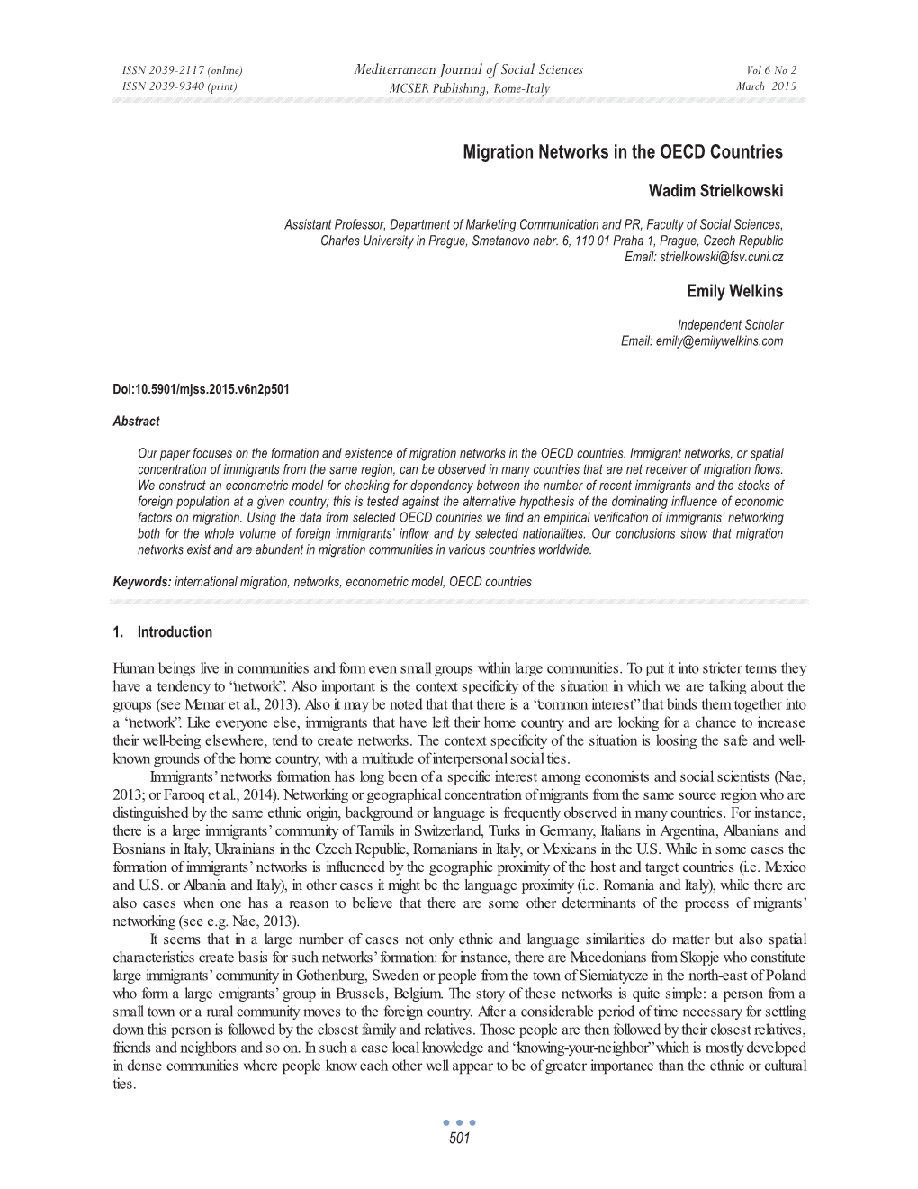 Migration Networks in the OECD Countries