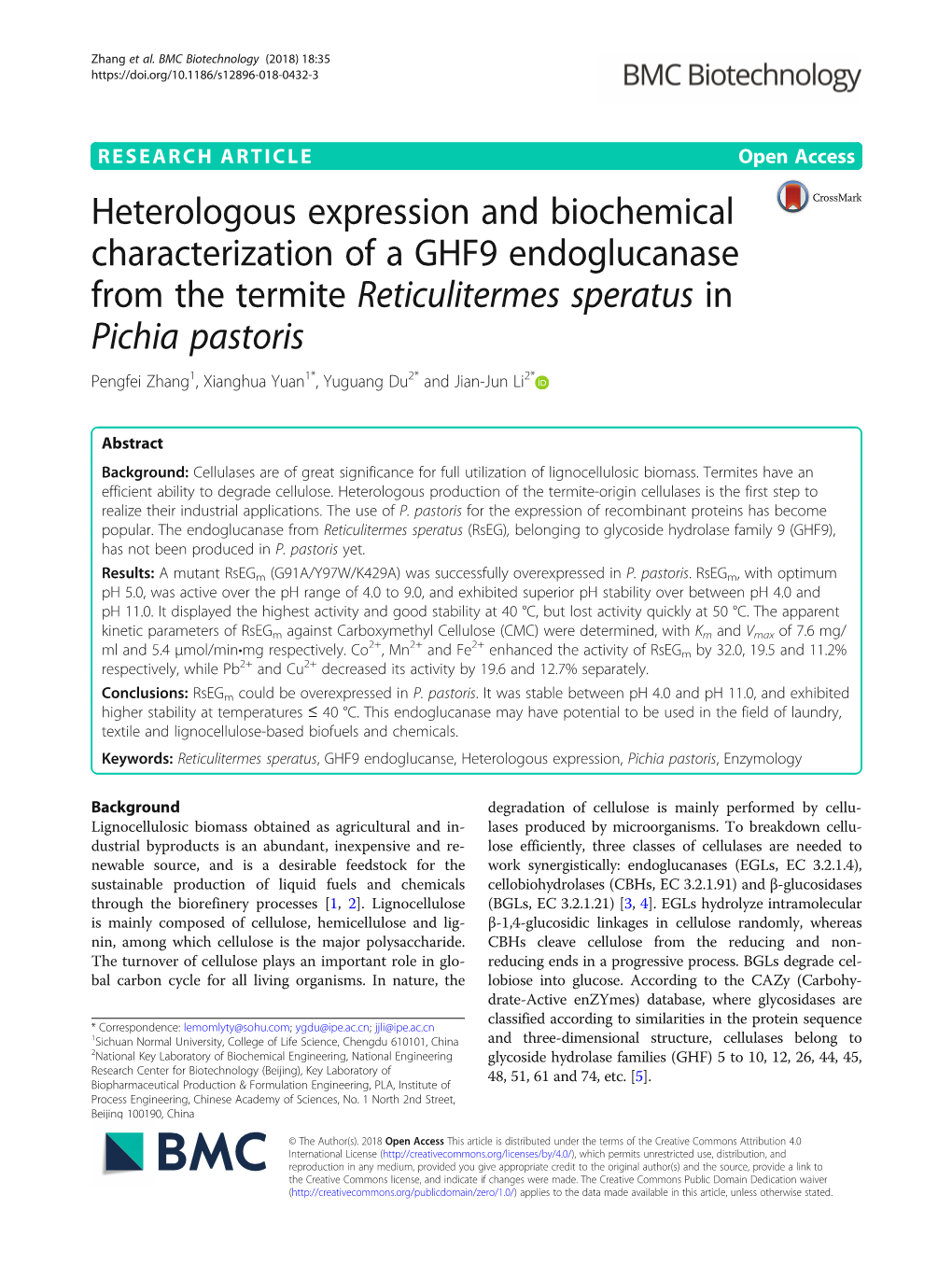 Heterologous Expression and Biochemical Characterization of A