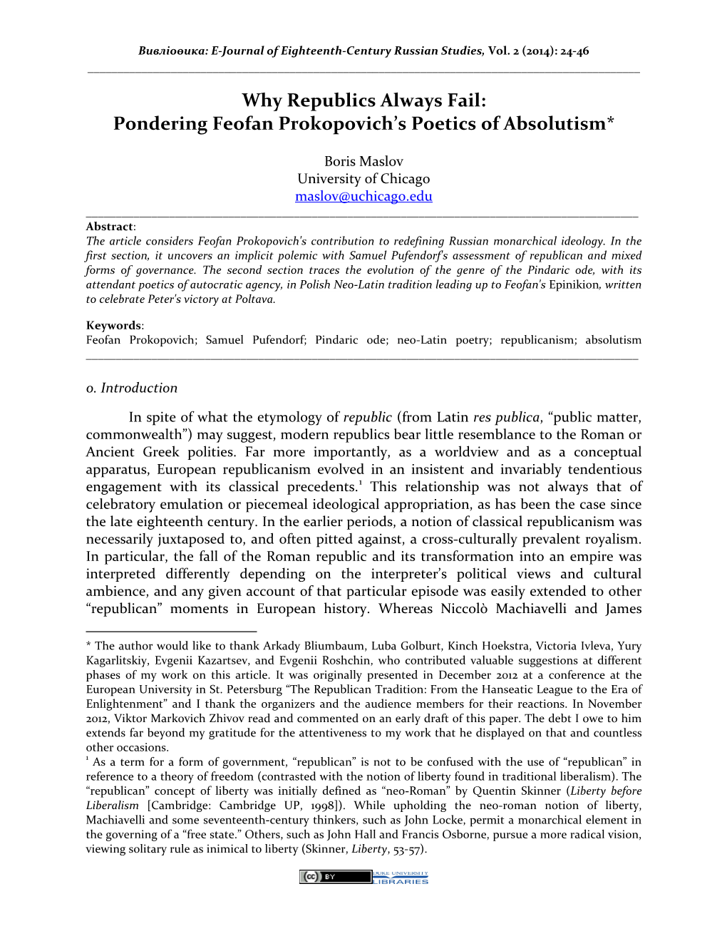 Pondering Feofan Prokopovich's Poetics of Absolutism