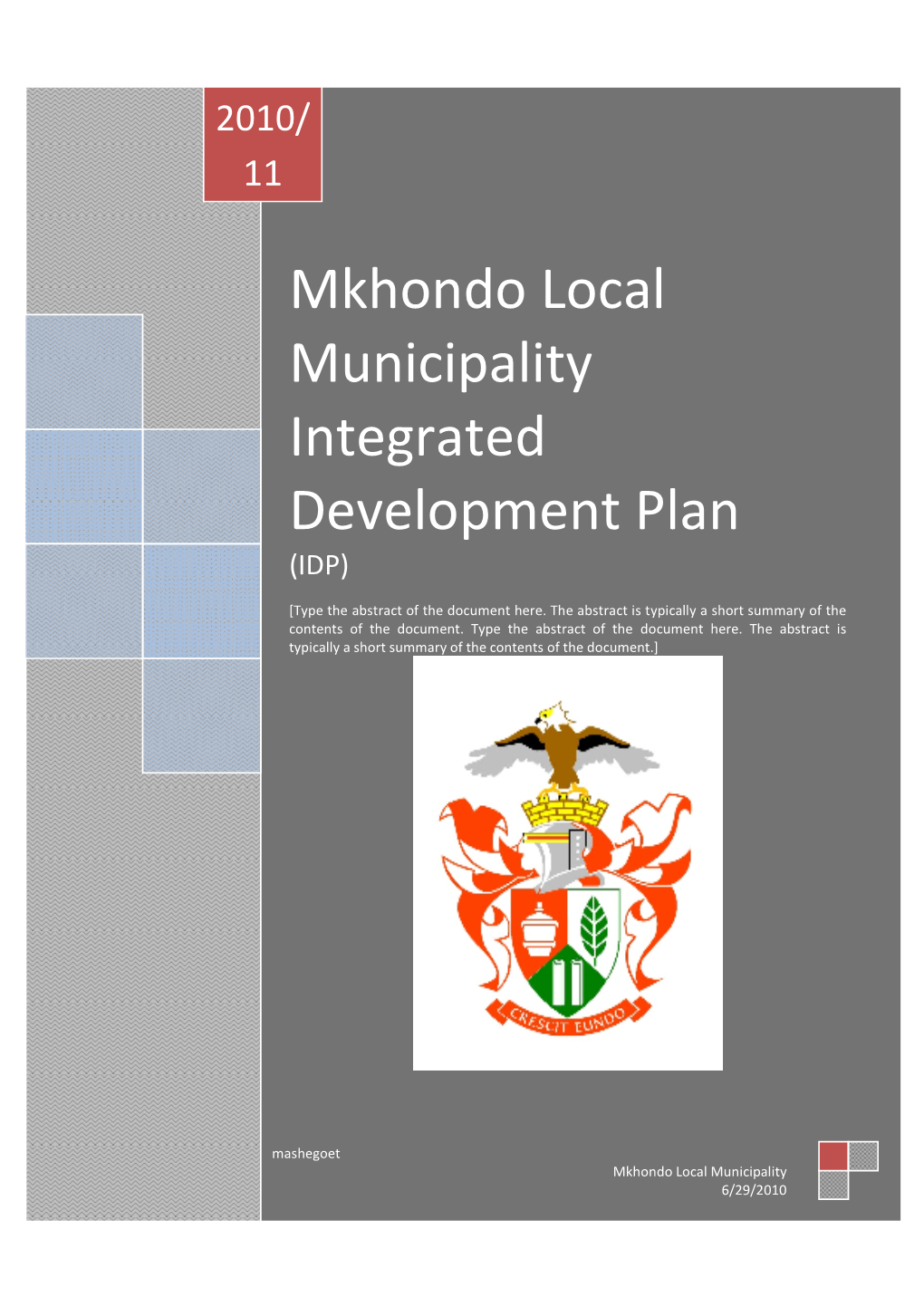 Mkhondo Local Municipality Integrated Development Plan 2010