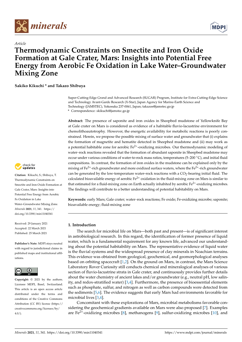 Thermodynamic Constraints on Smectite and Iron Oxide Formation at Gale Crater, Mars