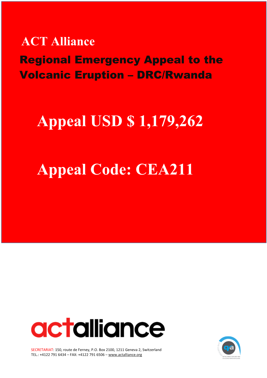 CEA211 Response to Volcanic Eruption in Goma