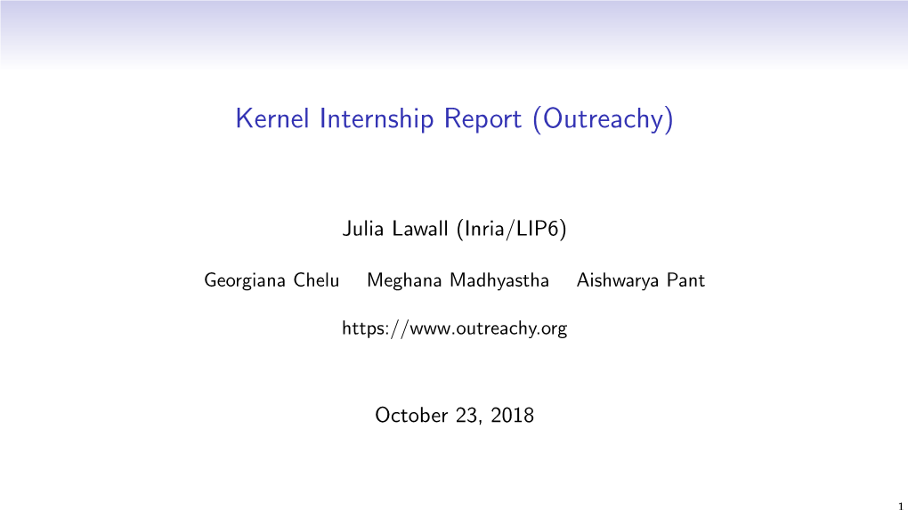 Outreachy Linux Kernel Internship Report