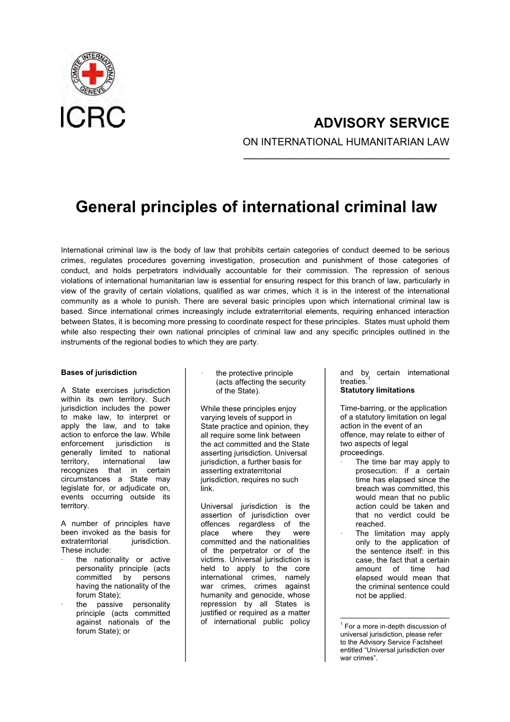 General Principles of International Criminal Law