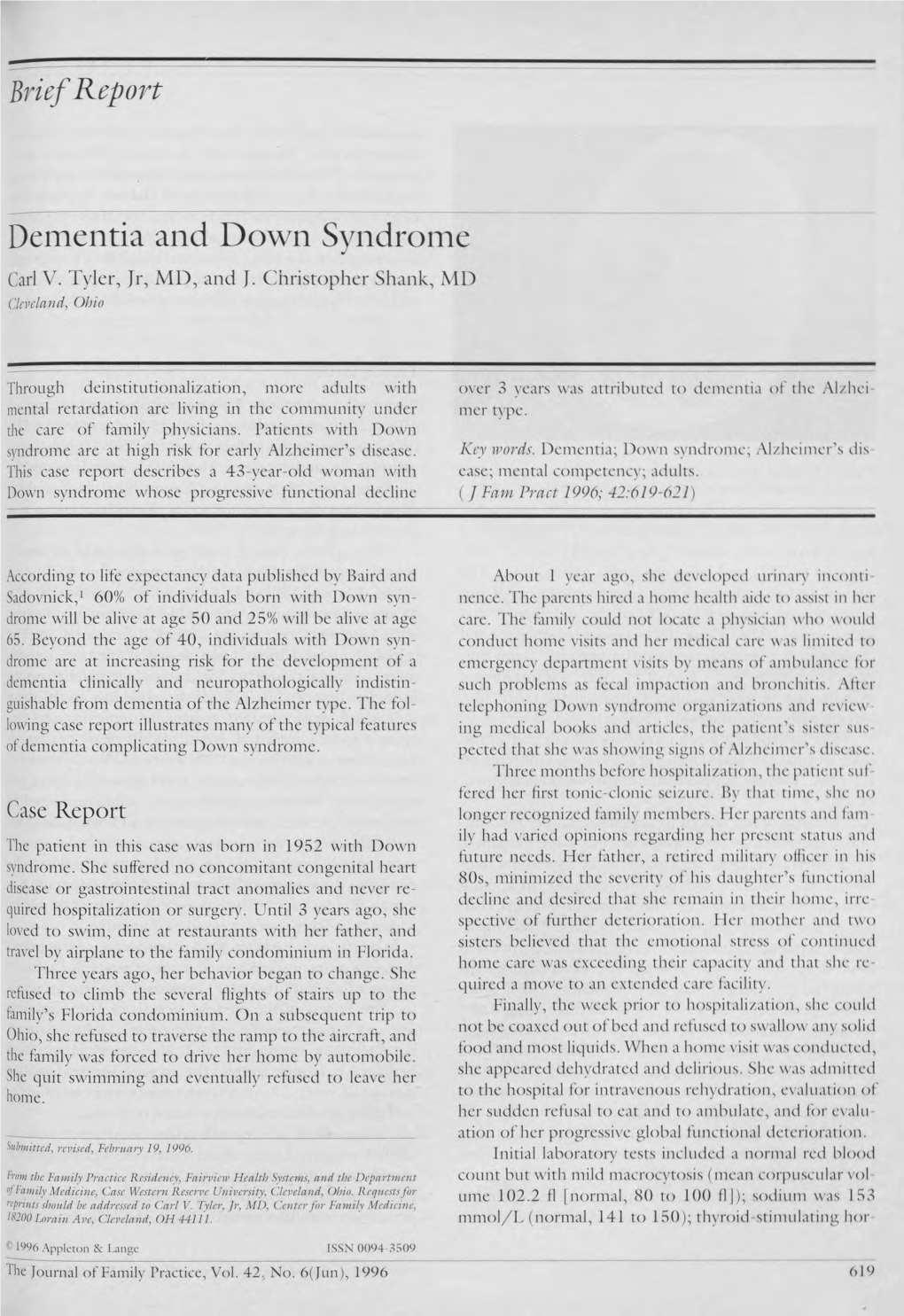 Dementia and Down Syndrome Carl V