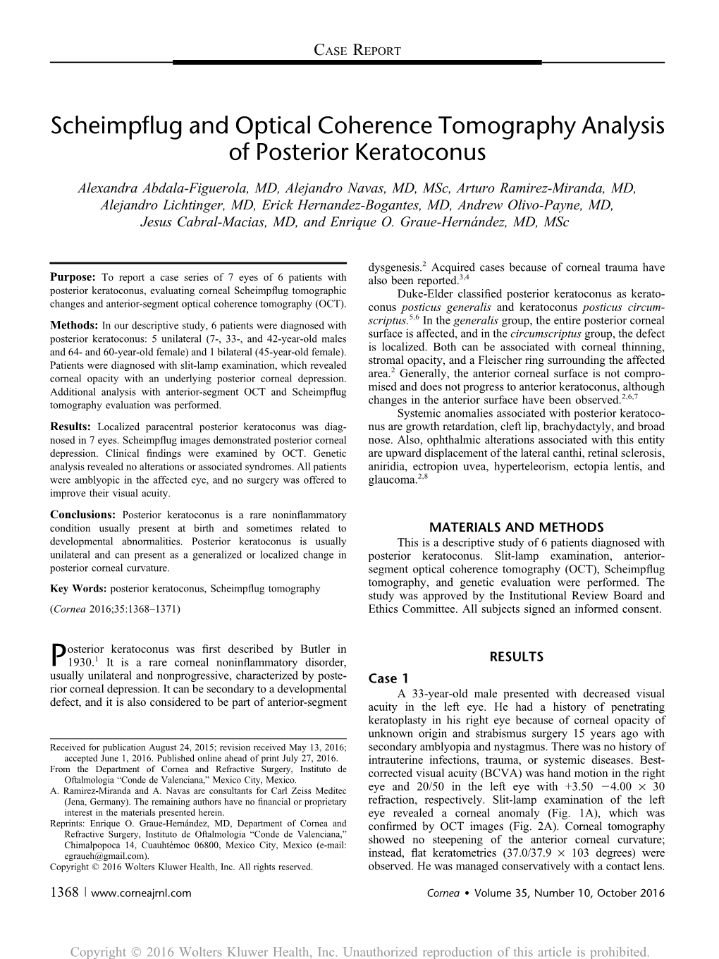 Scheimpflug and Optical Coherence Tomography Analysis of Posterior