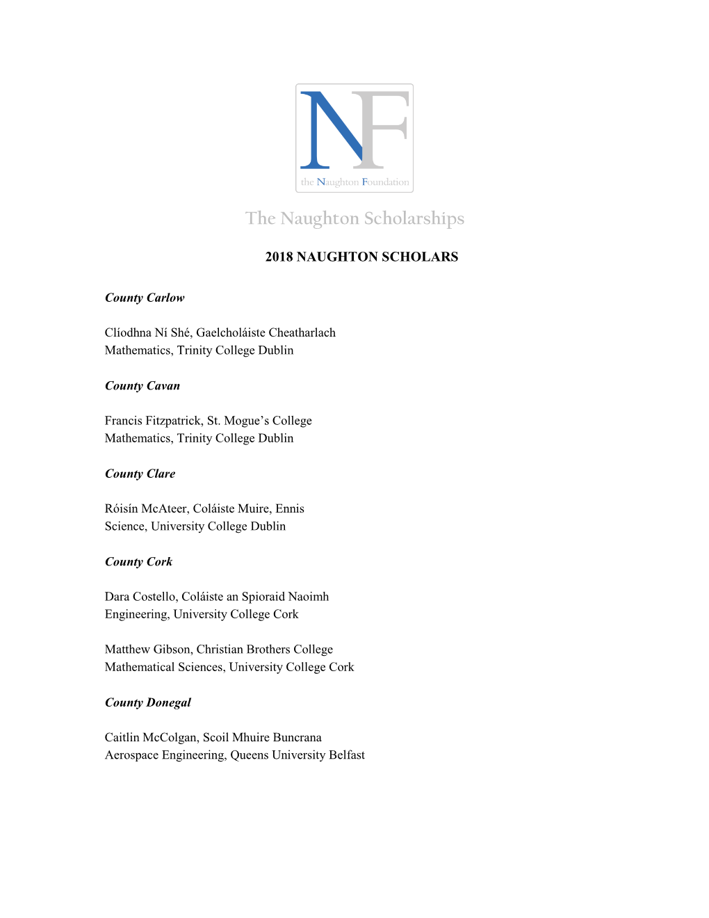 The Naughton Scholarships