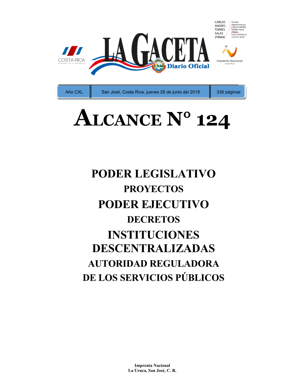 ALCANCE DIGITAL N° 124 a LA GACETA N° 116 De La Fecha 08 06