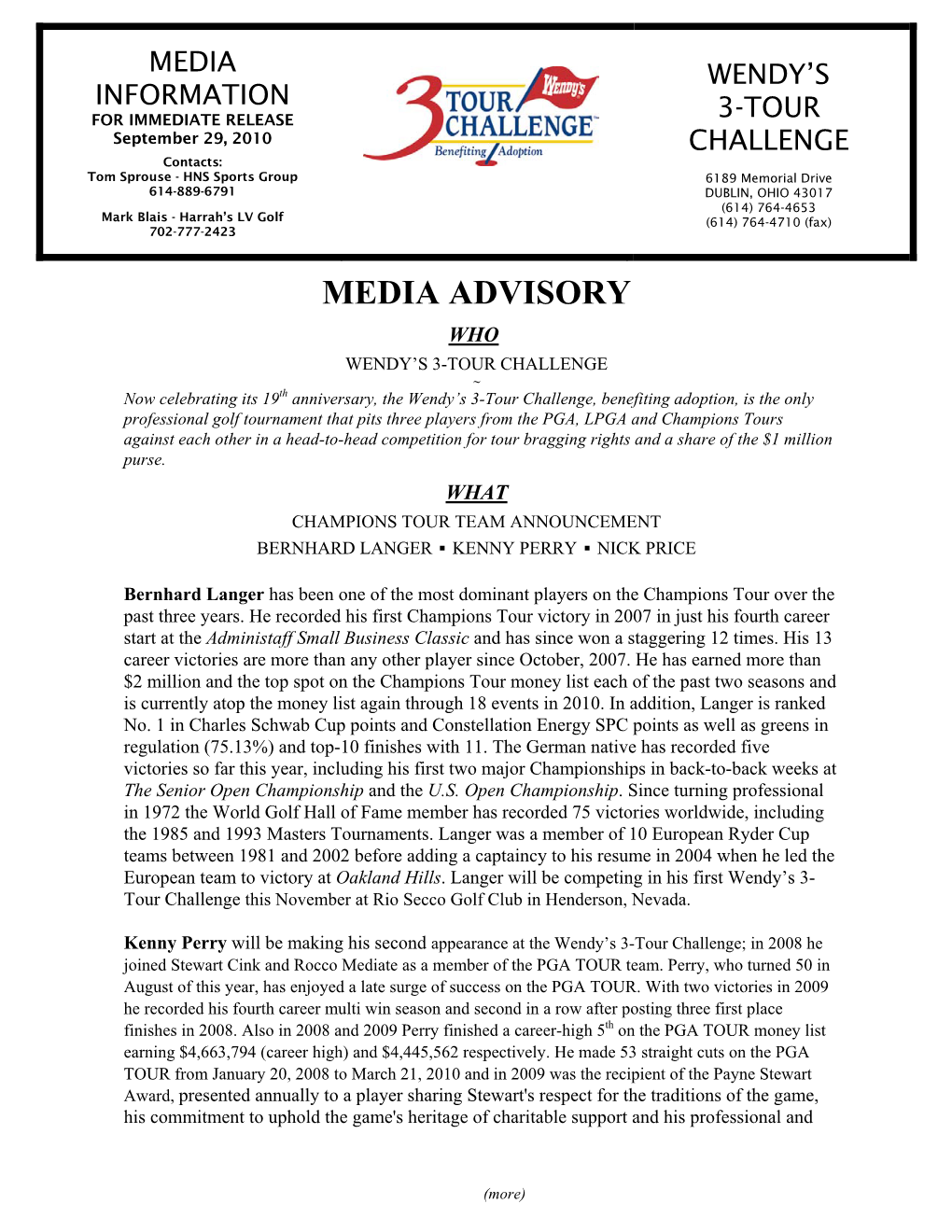 Media Advisory