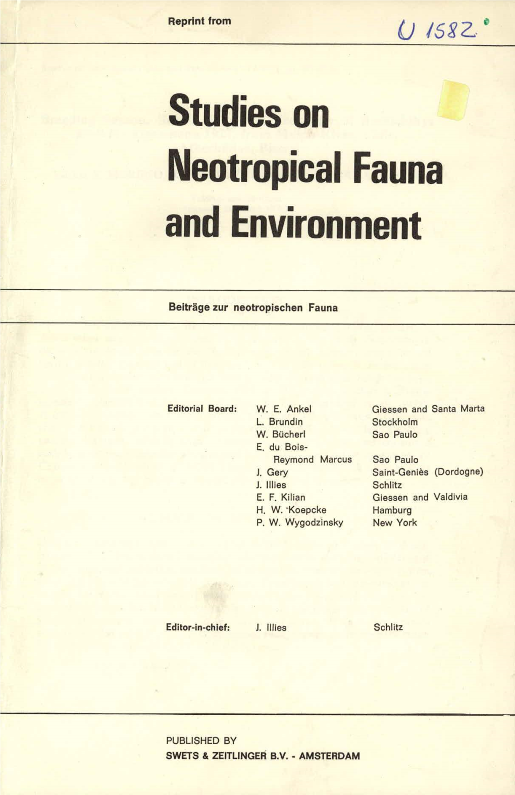 Studies on Neotropical Fauna and Environment 12 (1977), Pp