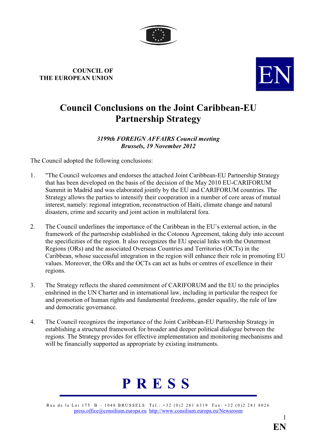 Joint Caribbean-EU Partnership Strategy