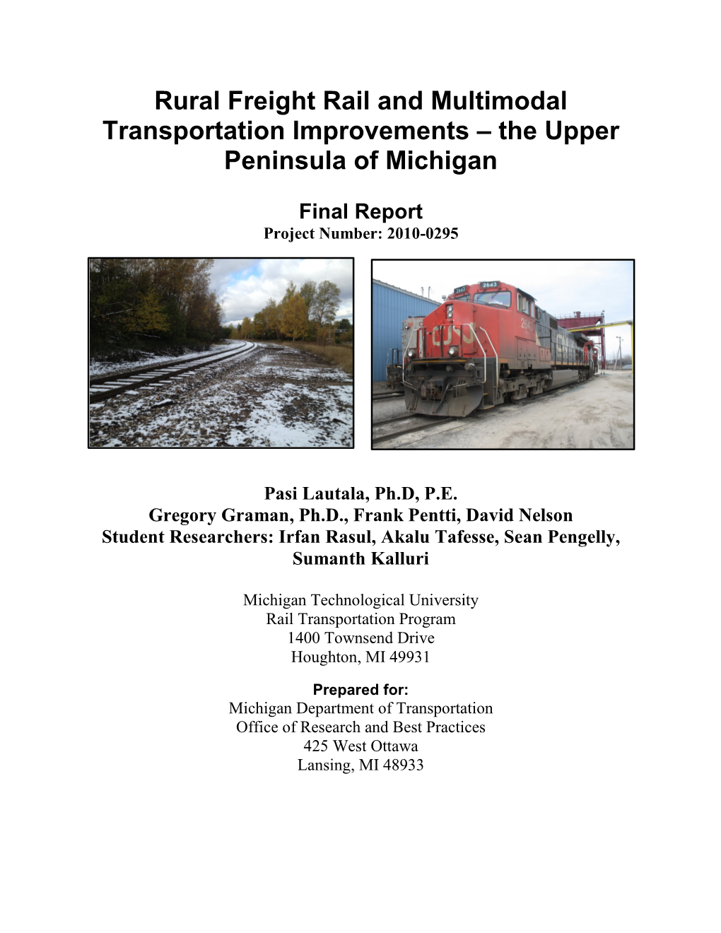 Upper Peninsula Rural Rail Study