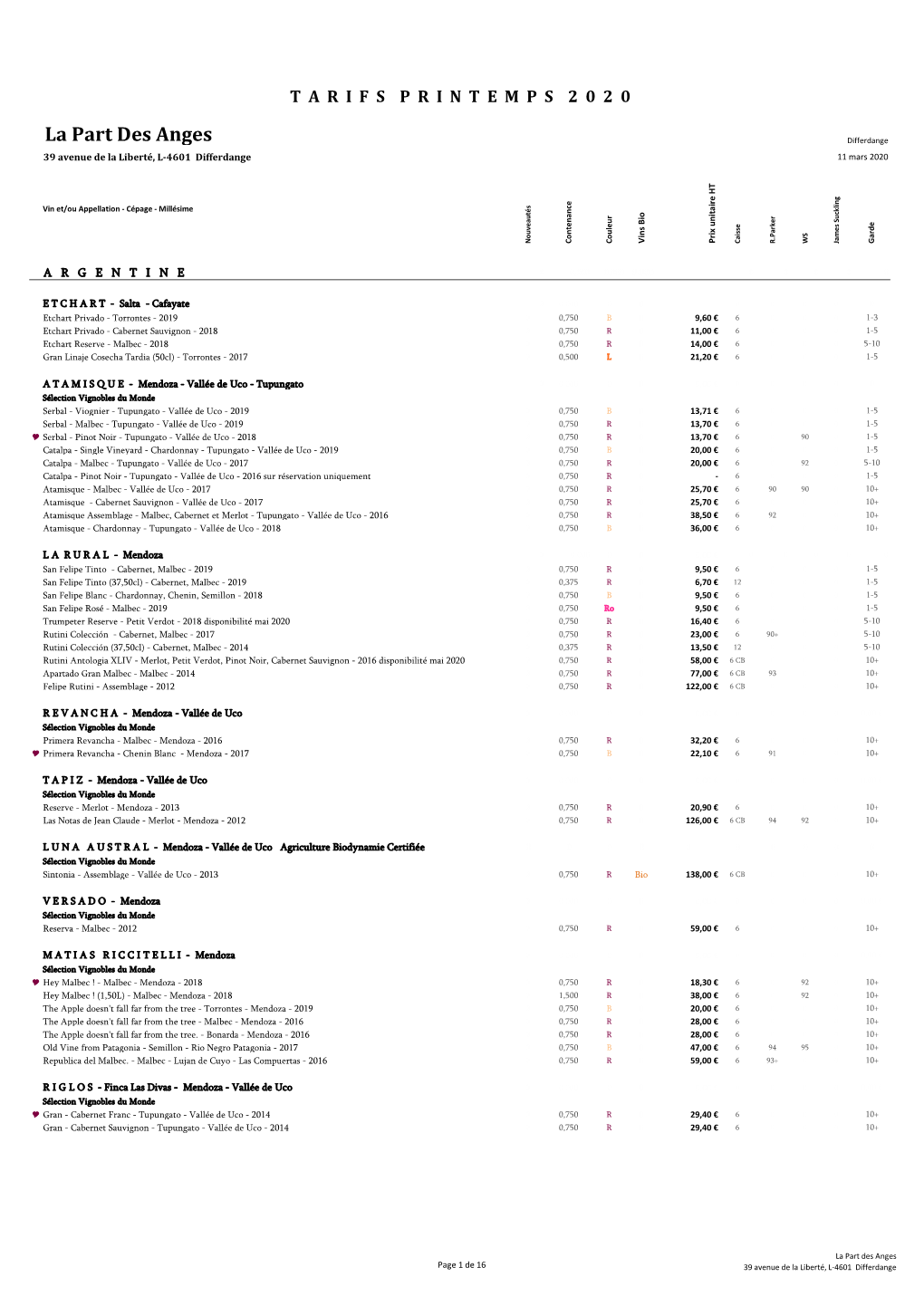 Tarifs Lapartdesanges Printemps 2020 (2).Xlsx