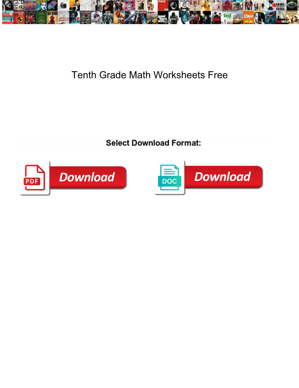 Tenth Grade Math Worksheets Free