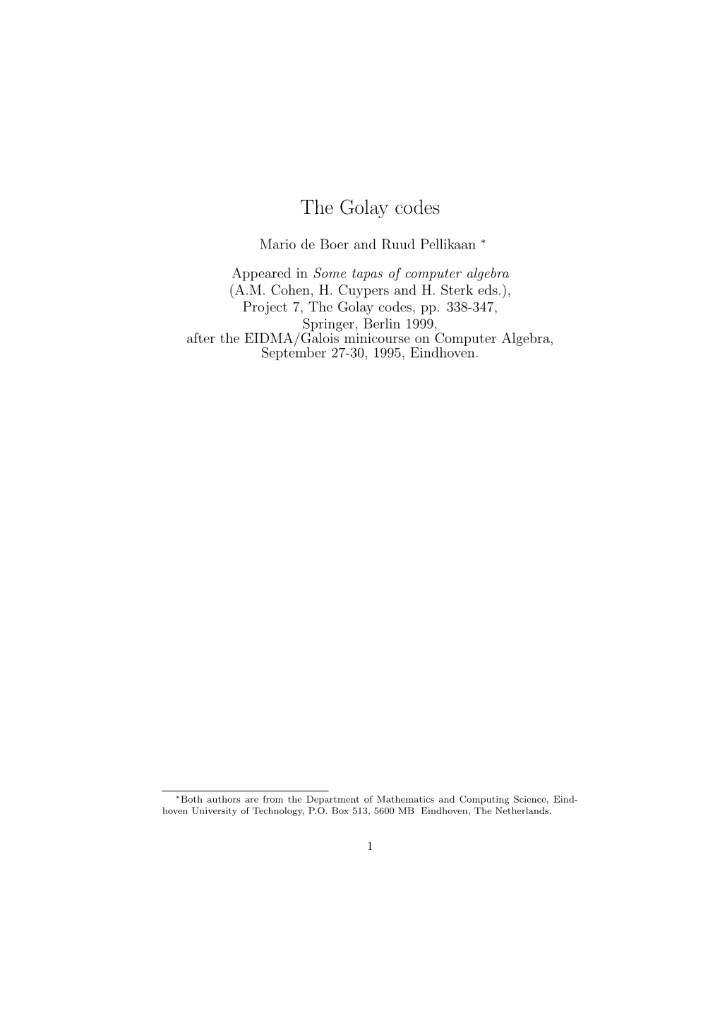 The Golay Codes