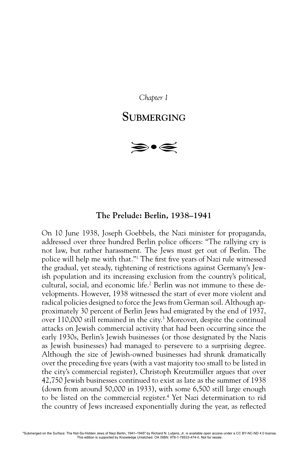 SUBMERGING the Prelude: Berlin, 1938–1941