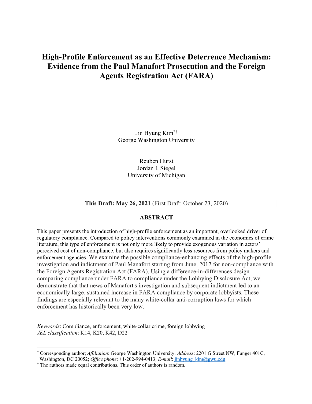 Evidence from the Paul Manafort Prosecution and the Foreign Agents Registration Act (FARA)