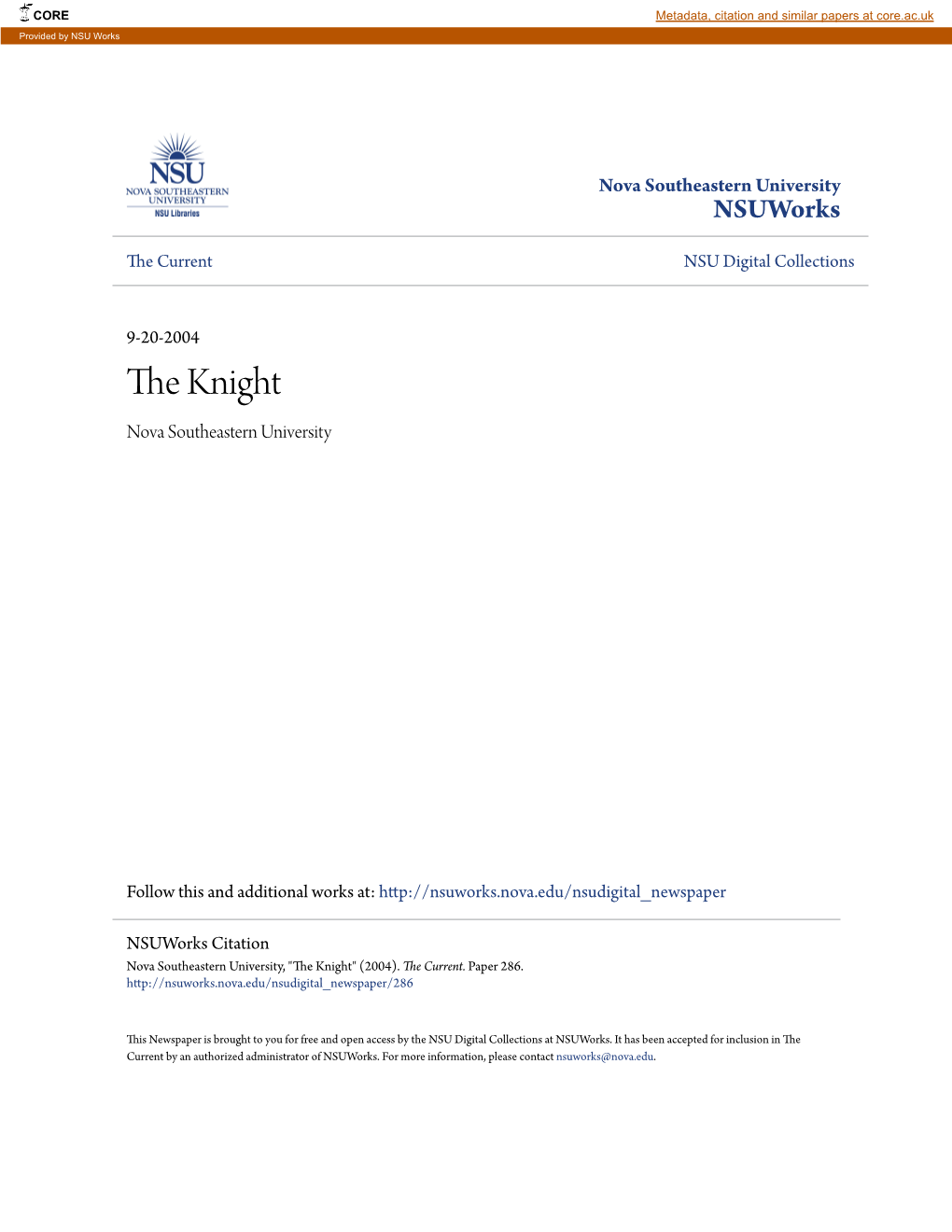 The Knight Nova Southeastern University
