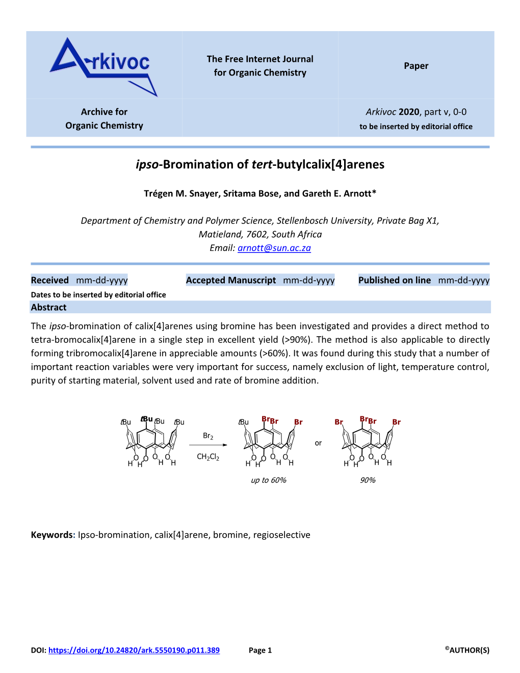 Ipso-Bromination of Tert-Butylcalix[4]Arenes