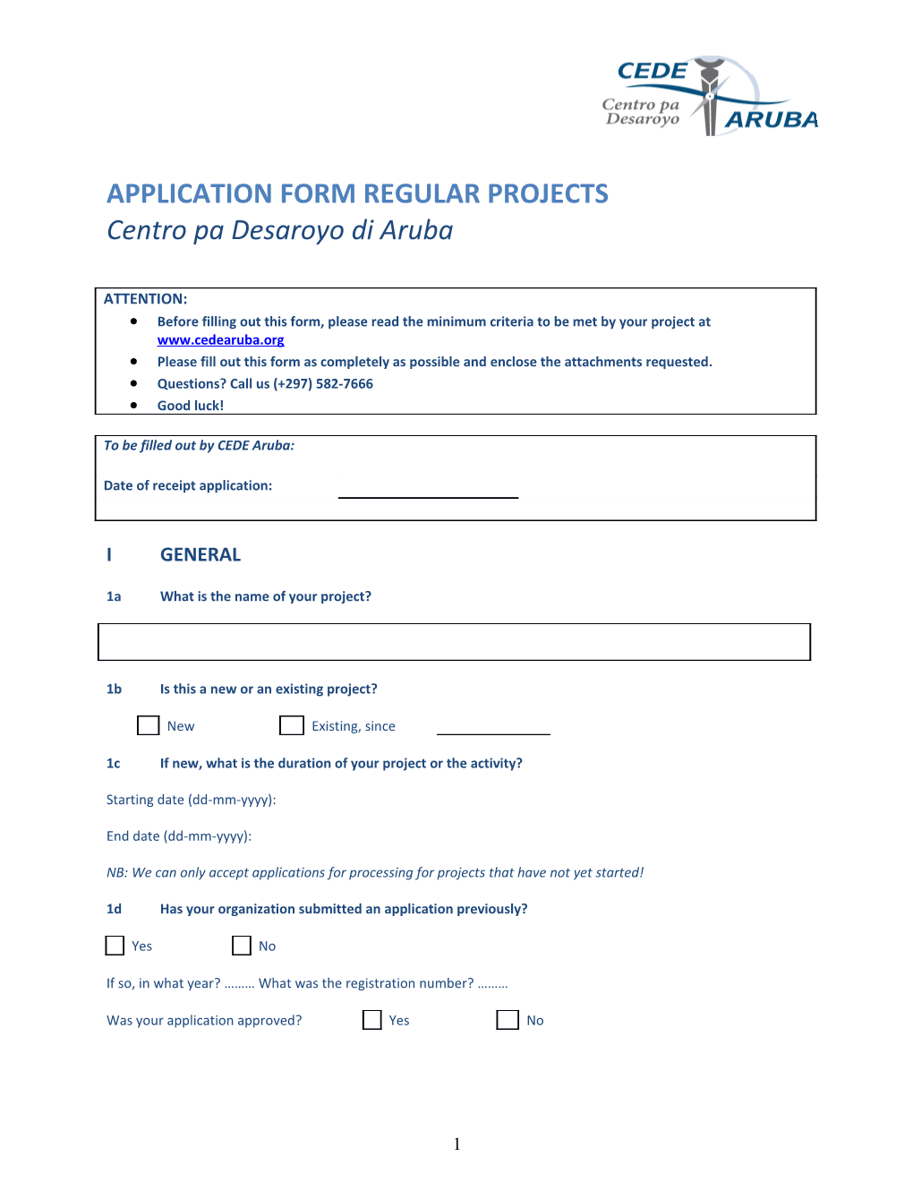 Application Form Regular Projects