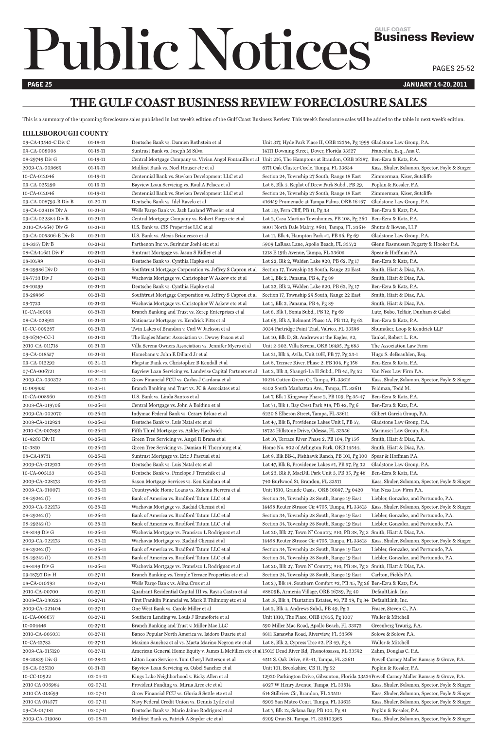 The Gulf Coast Business Review Foreclosure Sales