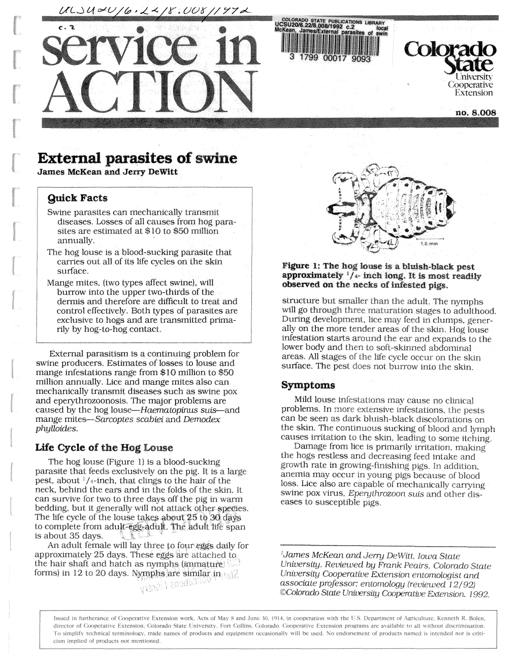 External Parasites of Swine James Mckean and Jerry Dewitt