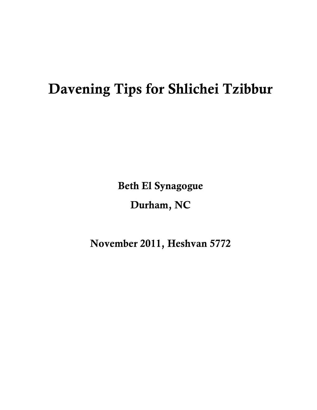 Davening Tips for Shlichei Tzibbur