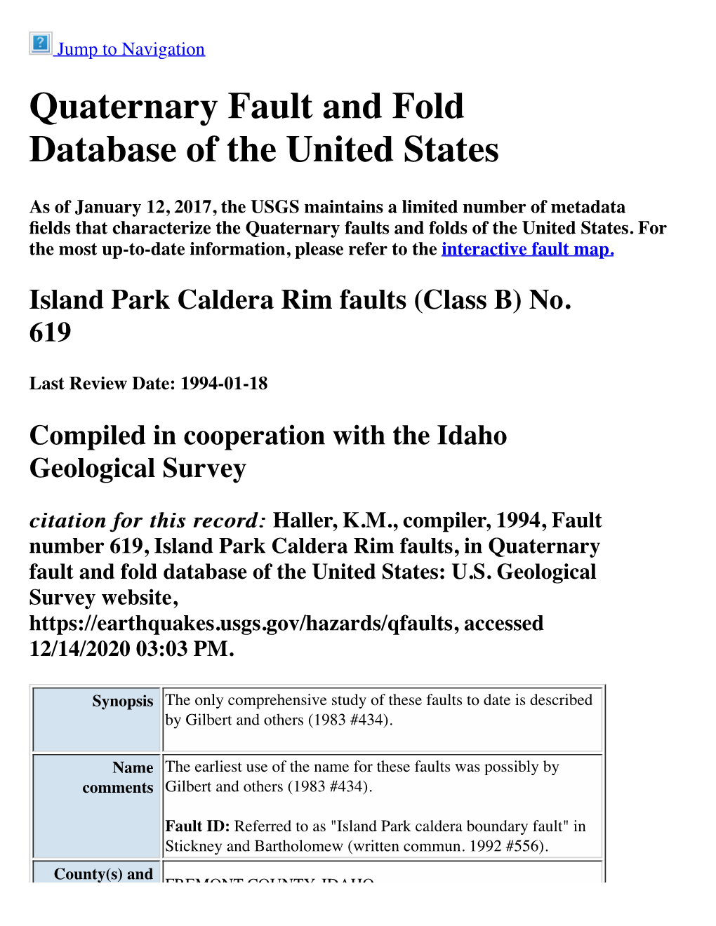 Quaternary Fault and Fold Database of the United States