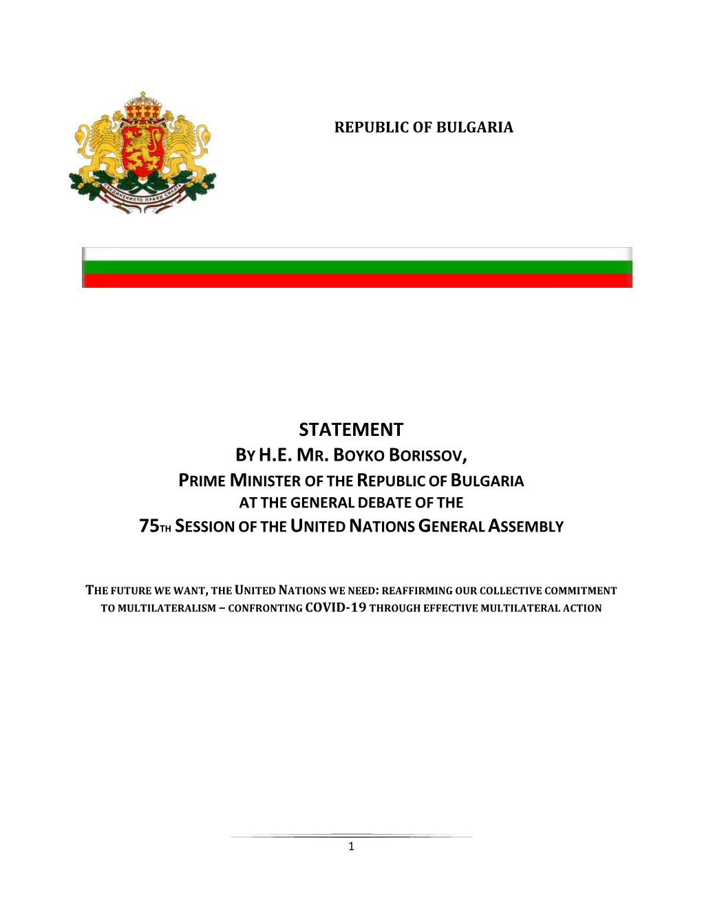 Bulgaria PM Statement