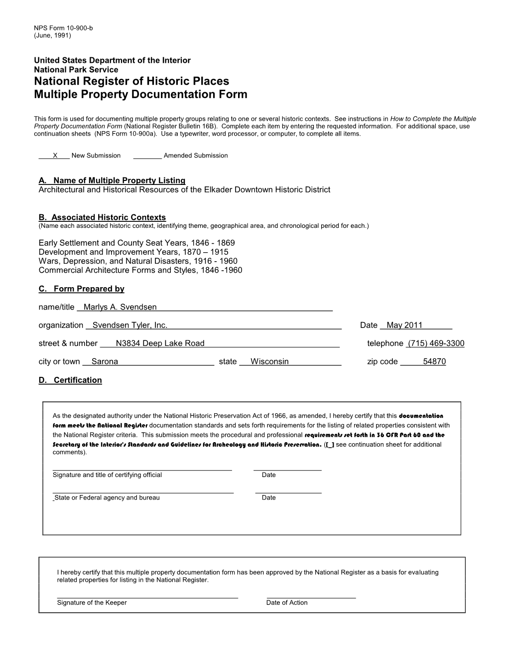 Elkader Downtown Historic District Documentation Form