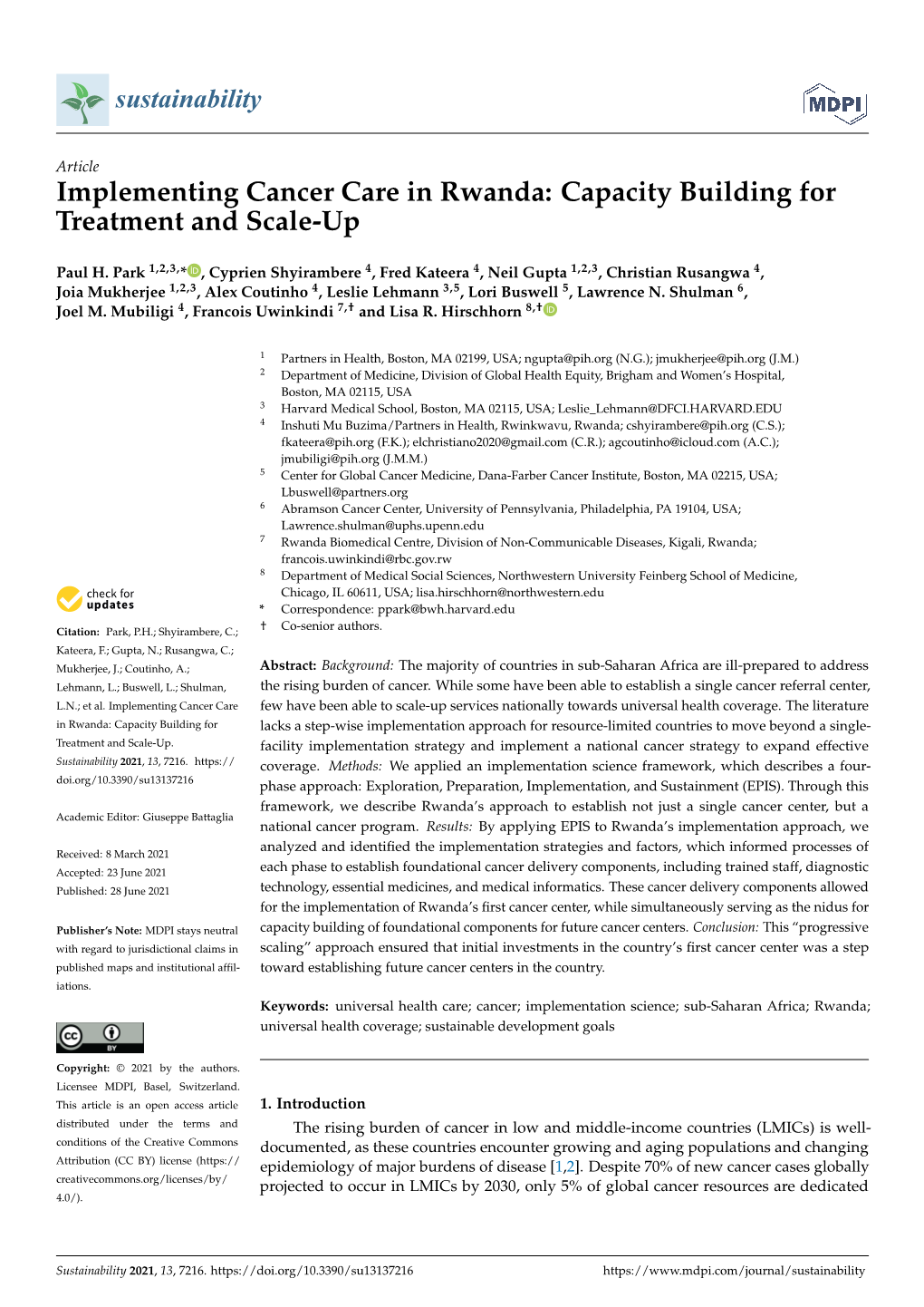 Implementing Cancer Care in Rwanda: Capacity Building for Treatment and Scale-Up