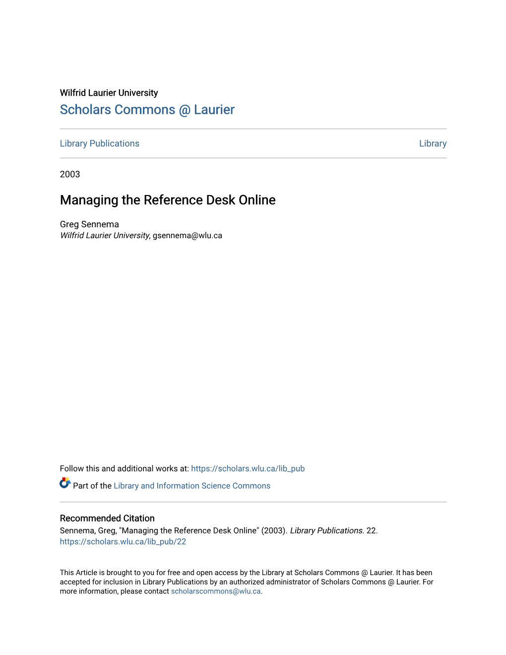 Managing the Reference Desk Online
