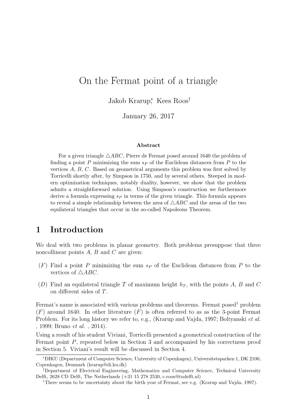 On the Fermat Point of a Triangle