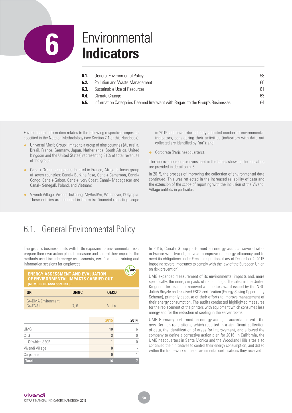 Environmental Indicators General Environmental Policy