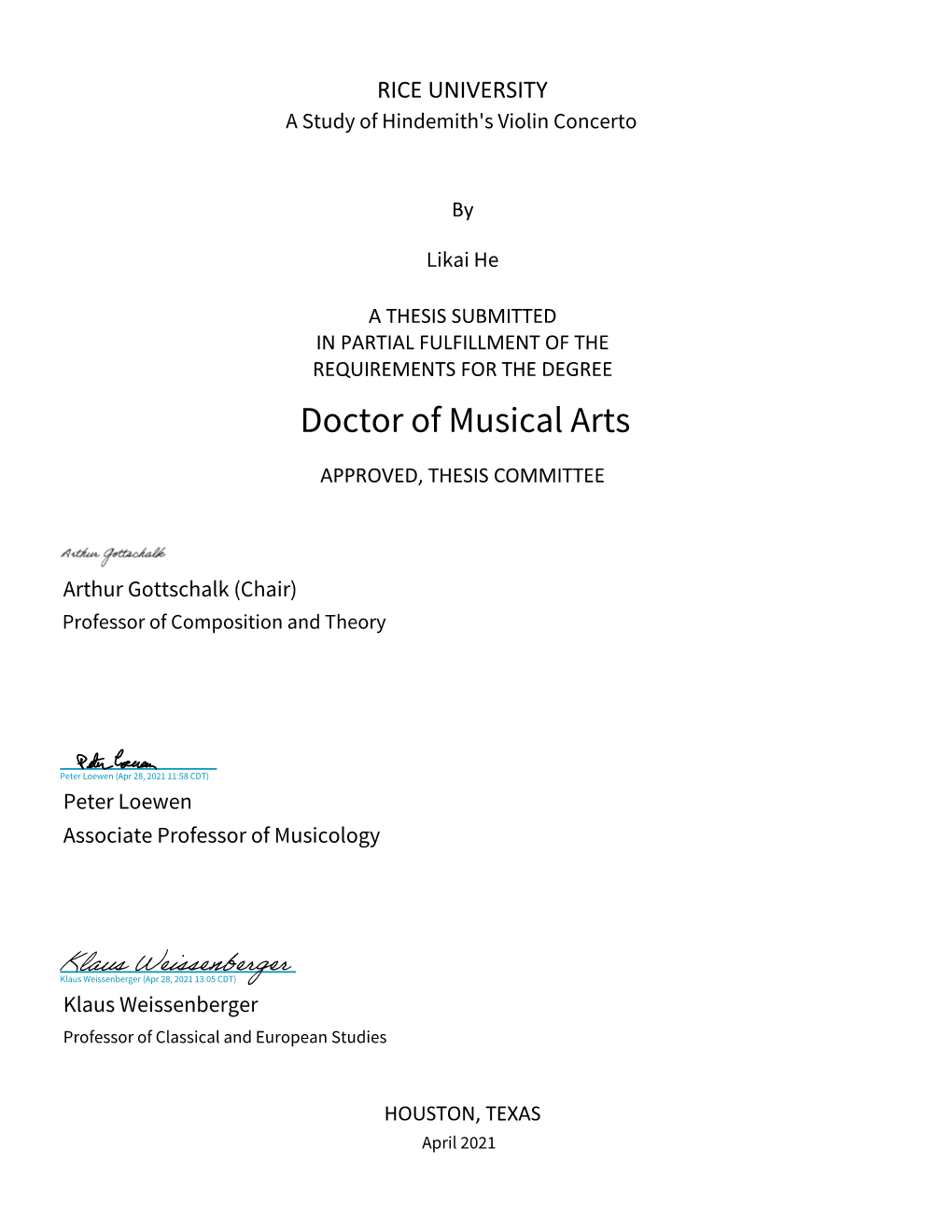 Doctor of Musical Arts