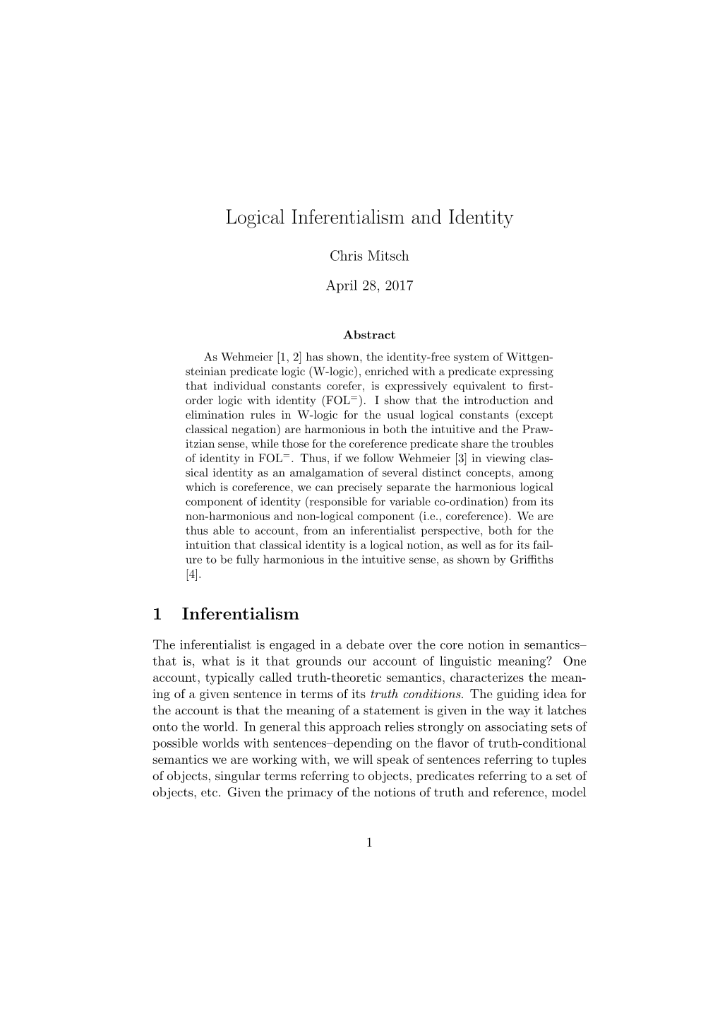 Logical Inferentialism and Identity