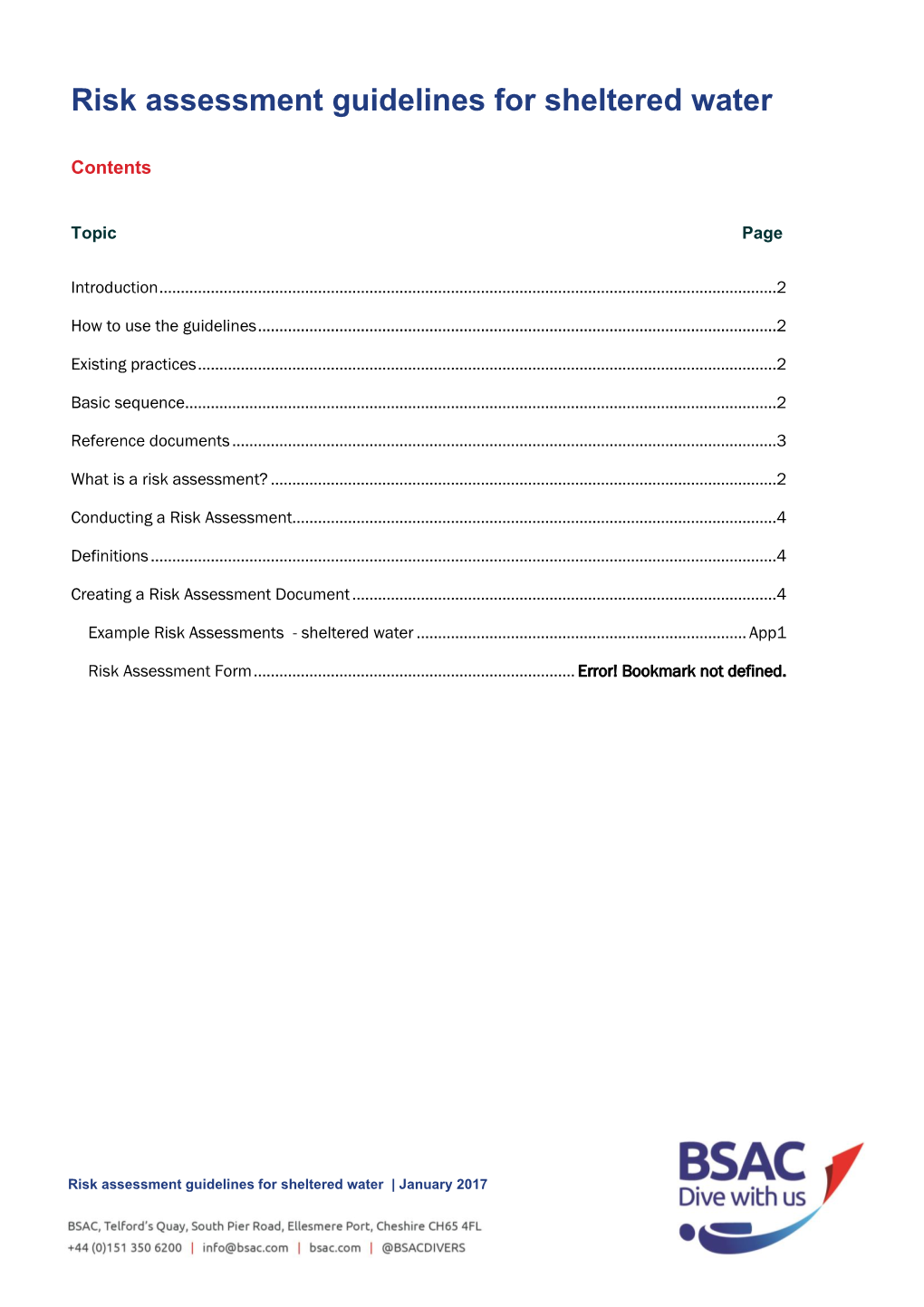 Risk Assessment Guidelines for Sheltered Water