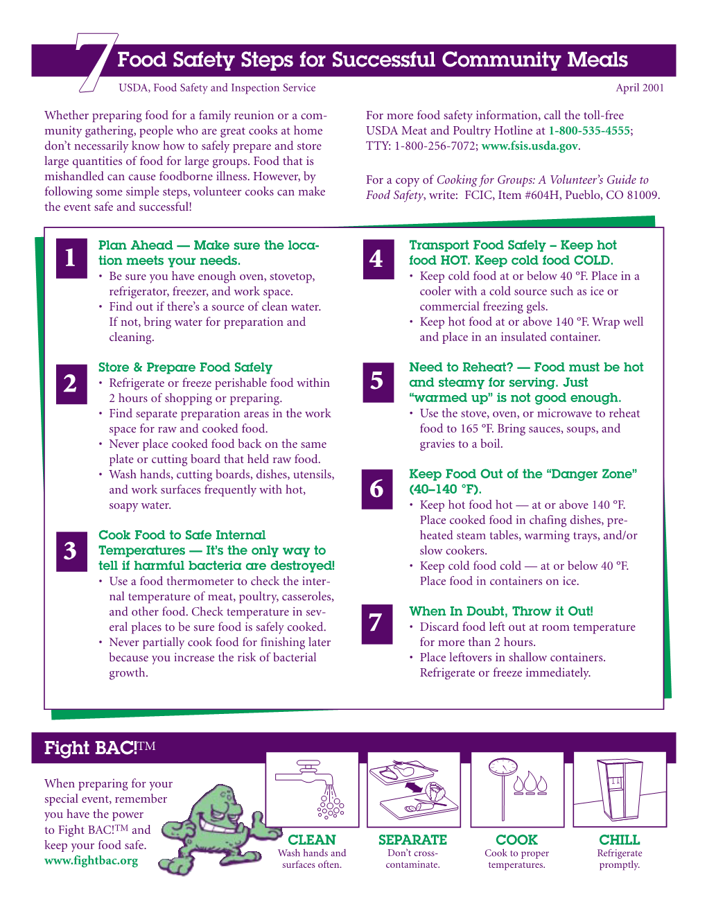 7 Food Safety Steps for Successful Community Meals