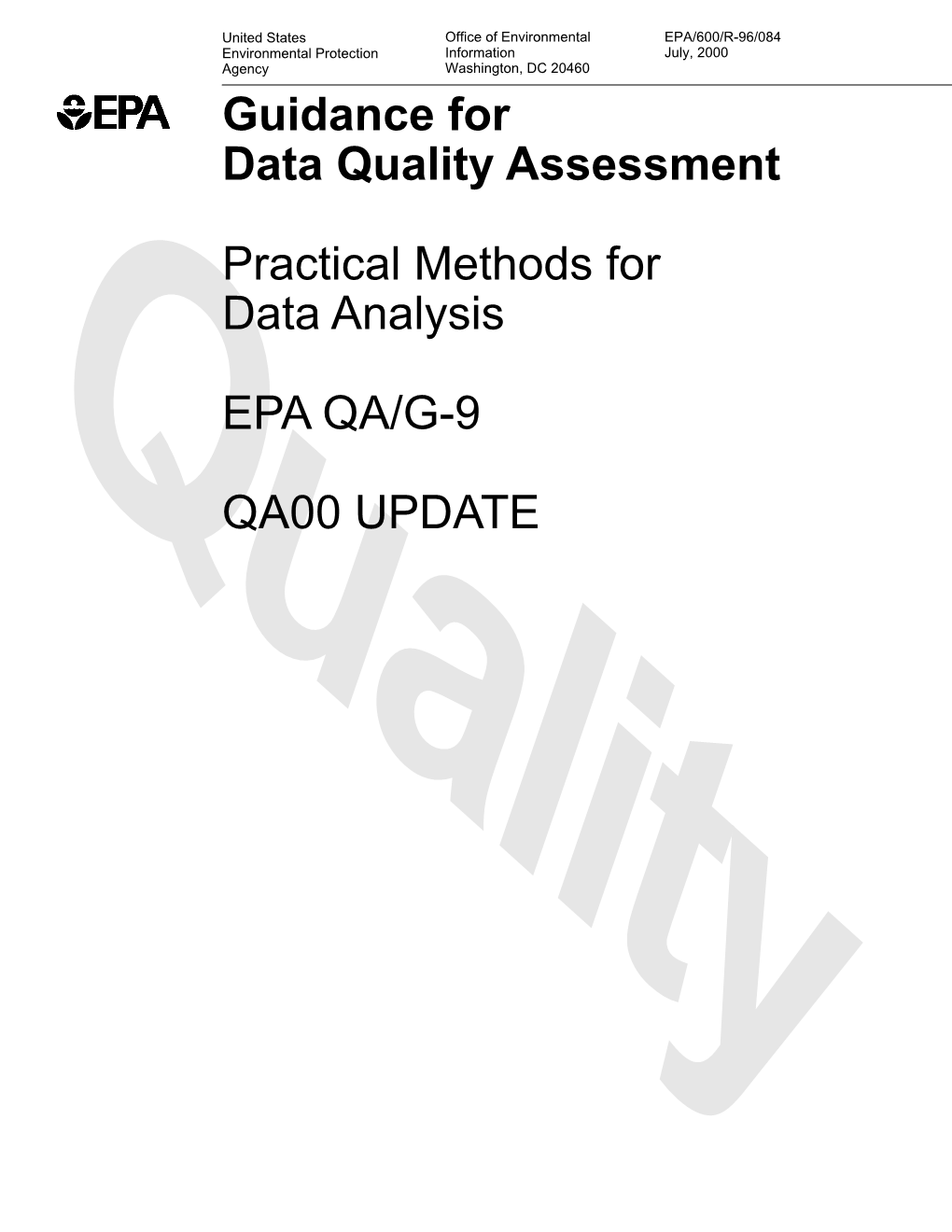 Guidance for Data Quality Assessment