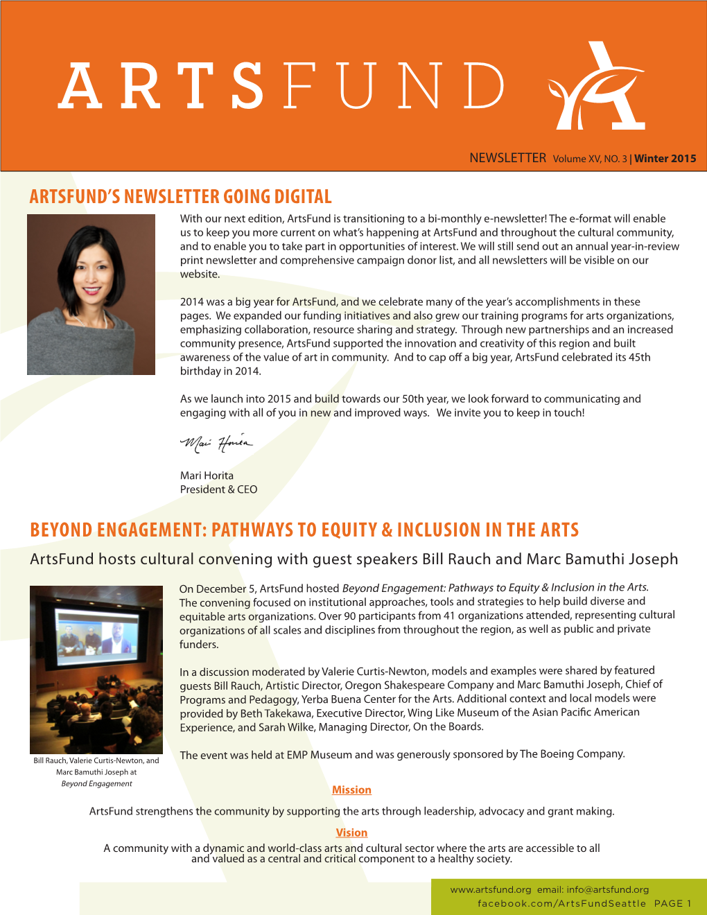 BEYOND ENGAGEMENT: PATHWAYS to EQUITY & INCLUSION in the ARTS Artsfund Hosts Cultural Convening with Guest Speakers Bill Rauch and Marc Bamuthi Joseph