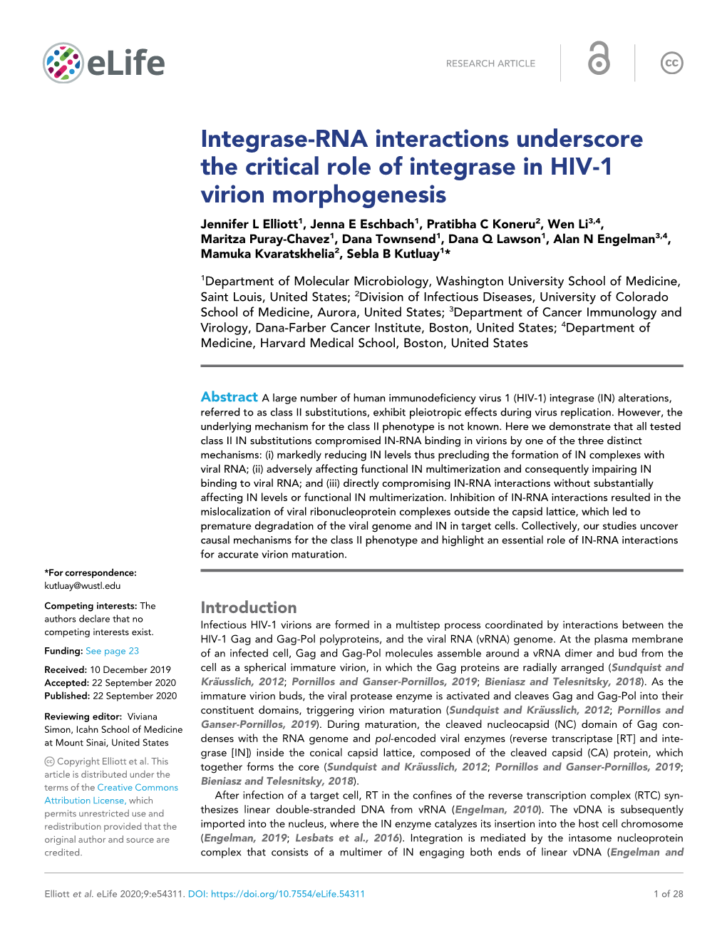 Integrase-RNA Interactions Underscore the Critical Role Of