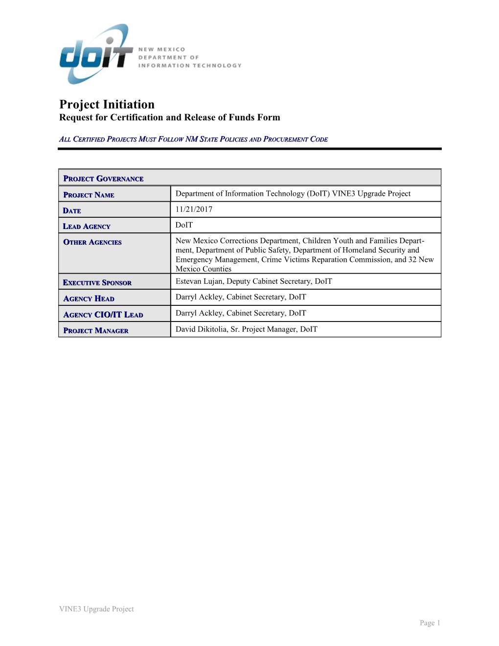 Request for Certification and Release of Funds Form s3