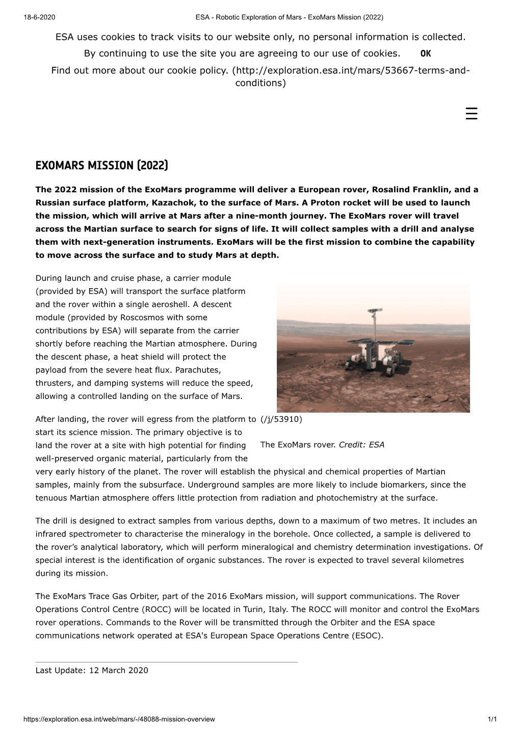 Exomars Mission (2022)